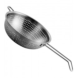 Escorredor 20cm Diâmetro De Massas Multiuso De Aco Inox Com Cabo.